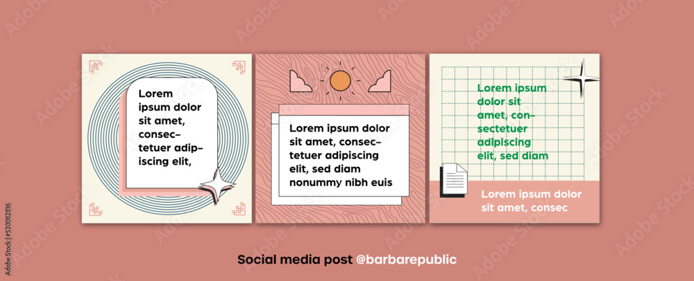 Set of editable templates for Instagram posts, Facebook square frame, social media, culinary, advertisement, and business promotion, fresh design with and minimalist vector (3/3) indonesia