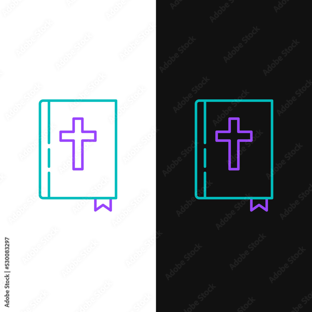 Line Holy bible book icon isolated on white and black background. Colorful outline concept. Vector Line Holy bible book icon isolated on white and black background. Colorful outline concept. Vector