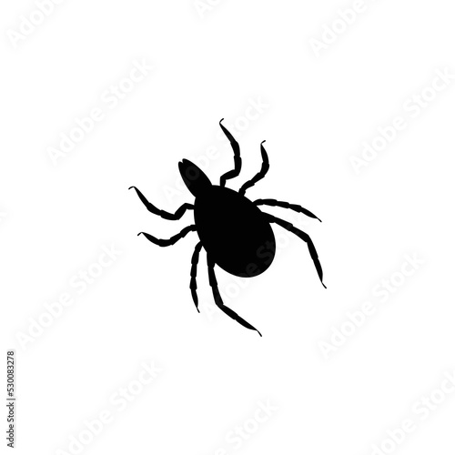 Tick or mite bug insect black sign vector illustration isolated on white.