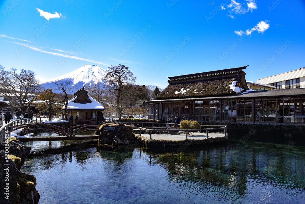 Fototapeta premium 忍野八海から見た富士山〈山梨〉