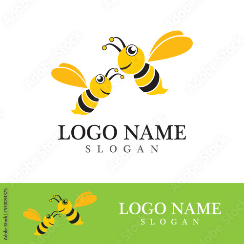 Bee logo vector icon illustration