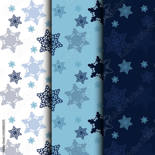 Snowflakes on a blue background, patern