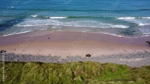 ocean waves sand ocean coast walking above drone footage 2.7k