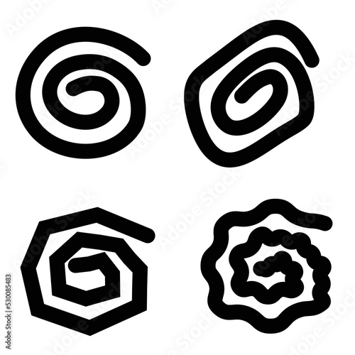 A set of swirls and twisted lines with smooth and zigzag lines