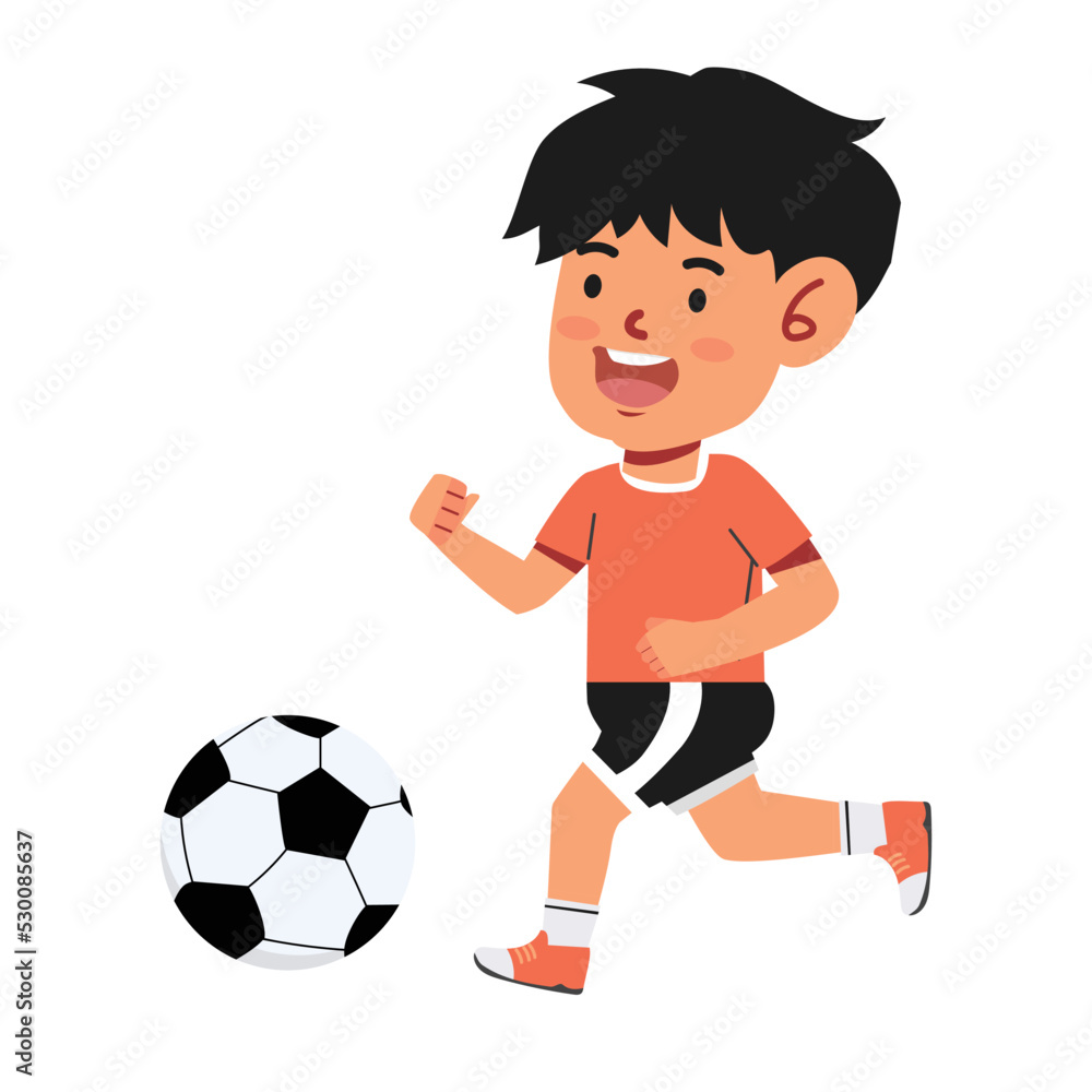 Young child boy playing football