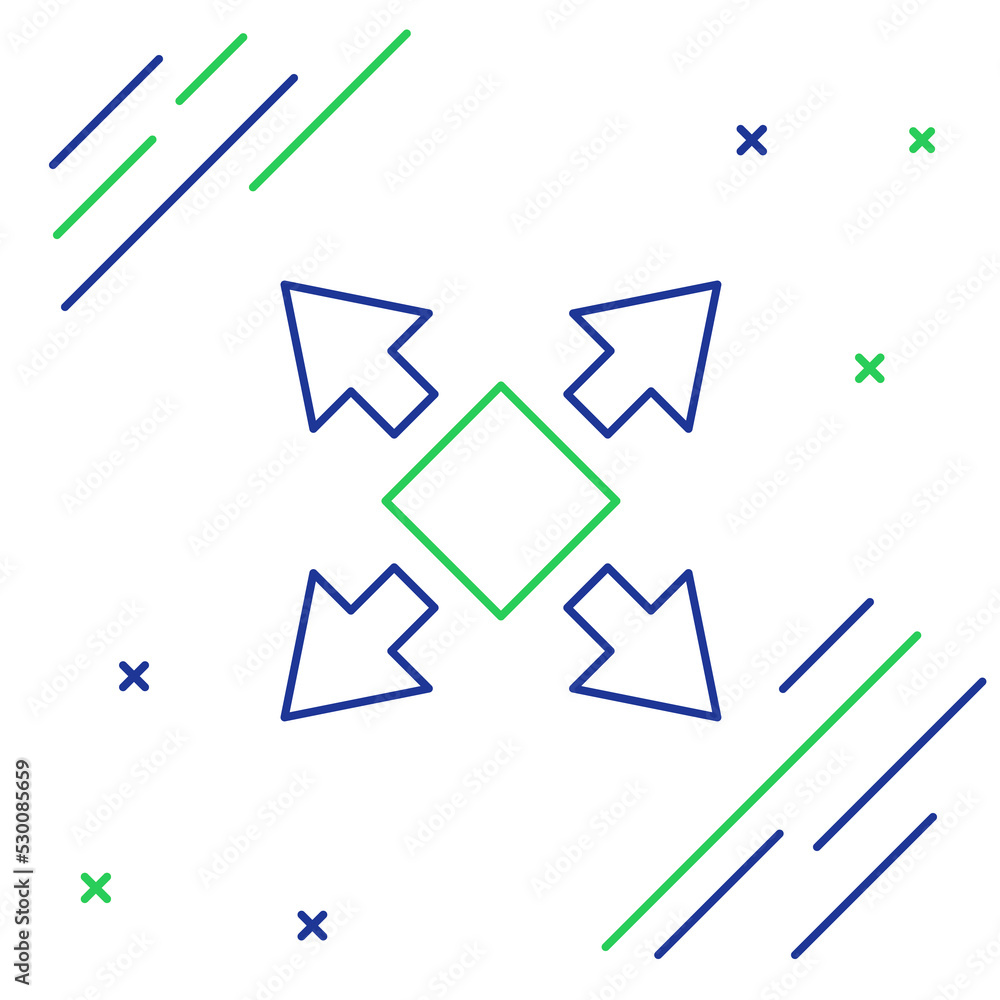 Line Many ways directional arrow icon isolated on white background. Colorful outline concept. Vector Line Many ways directional arrow icon isolated on white background. Colorful outline concept. Vector