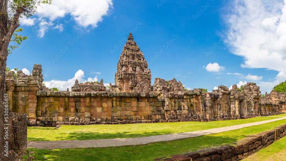 Panorama landscape of Phanom Rung Historical Park is a castle built in the ancient Khmer period located in Buriram Province, Thailand. Panorama landscape of Phanom Rung Historical Park is a castle built in the ancient Khmer period located in Buriram Province, Thailand.