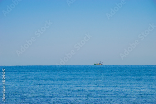 boat in the blue sea