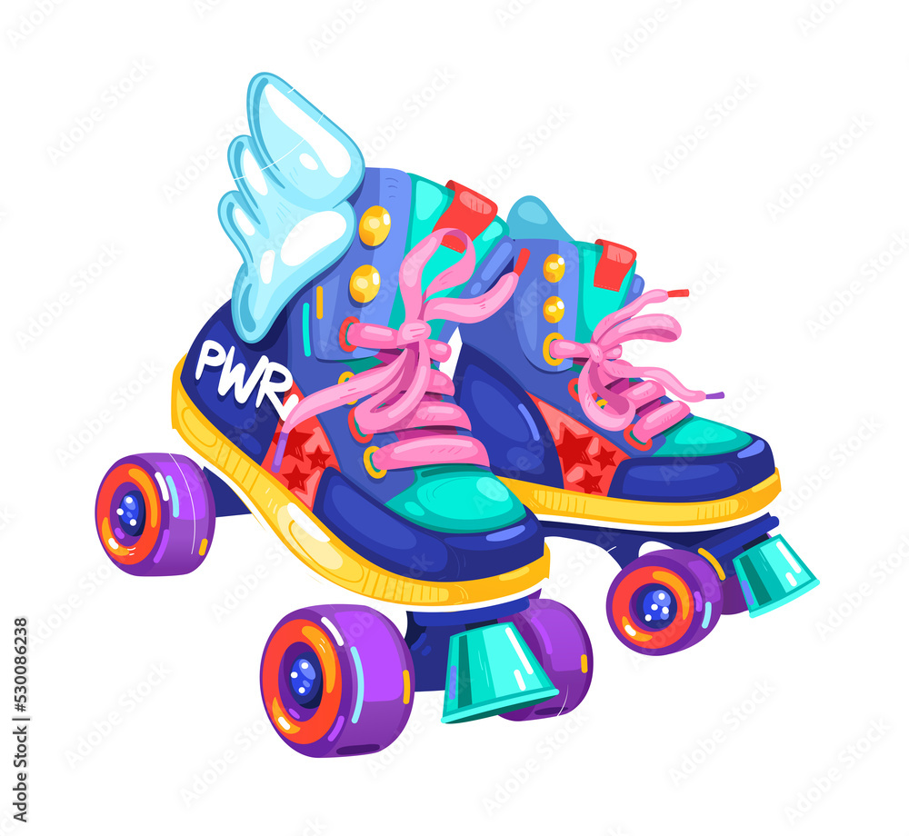 Roller skate girls cartoon colorful illustration Stock Illustration
