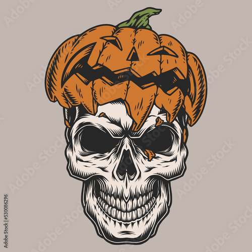 Halloween skull vintage sticker colorful