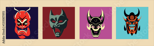 Fotografering set of Japanese Kabuki masks