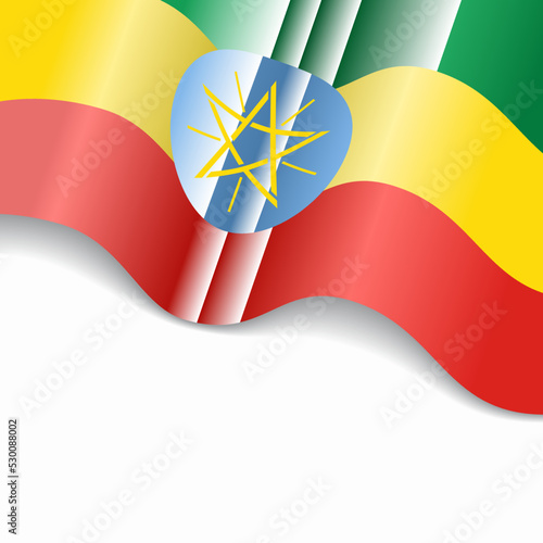 Ethiopian flag wavy abstract background. Vector illustration.