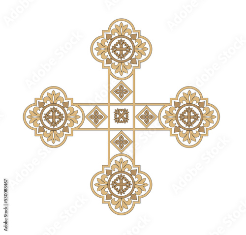 IHS GOLD EMBROIDERY FOR LITURGICAL CLOTHES AND SACRED CEREMONIES. SACRED CATHOLIC SYMBOLS IN ANCIENT STYLE WITH GOLDEN DECORATIONS