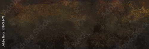 Grungy old paper brown red orange ground soil background. Abstract corroded rusty oxidized aged distressed texture of rusted peeled grunge rock of aged dirty iron. Stylized of eroded design	 photo