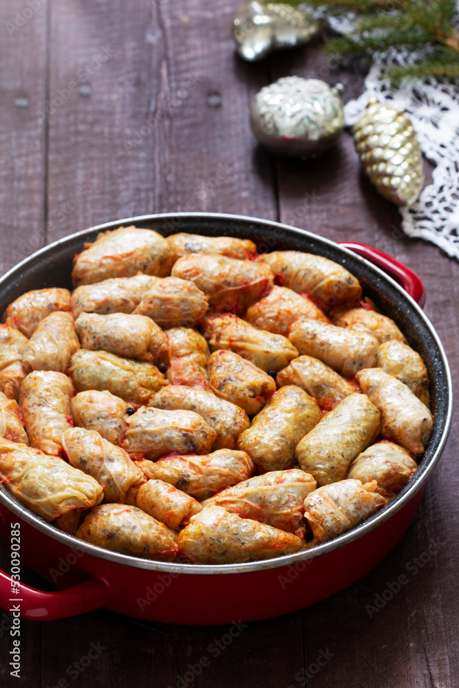 Cabbage rolls, a traditional dish of Moldovan and Romanian cuisine.