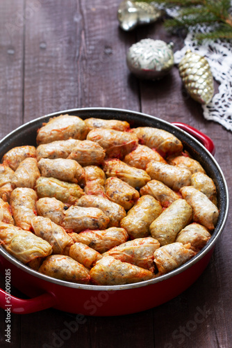 Obraz na płótnie Cabbage rolls, a traditional dish of Moldovan and Romanian cuisine. w salonie