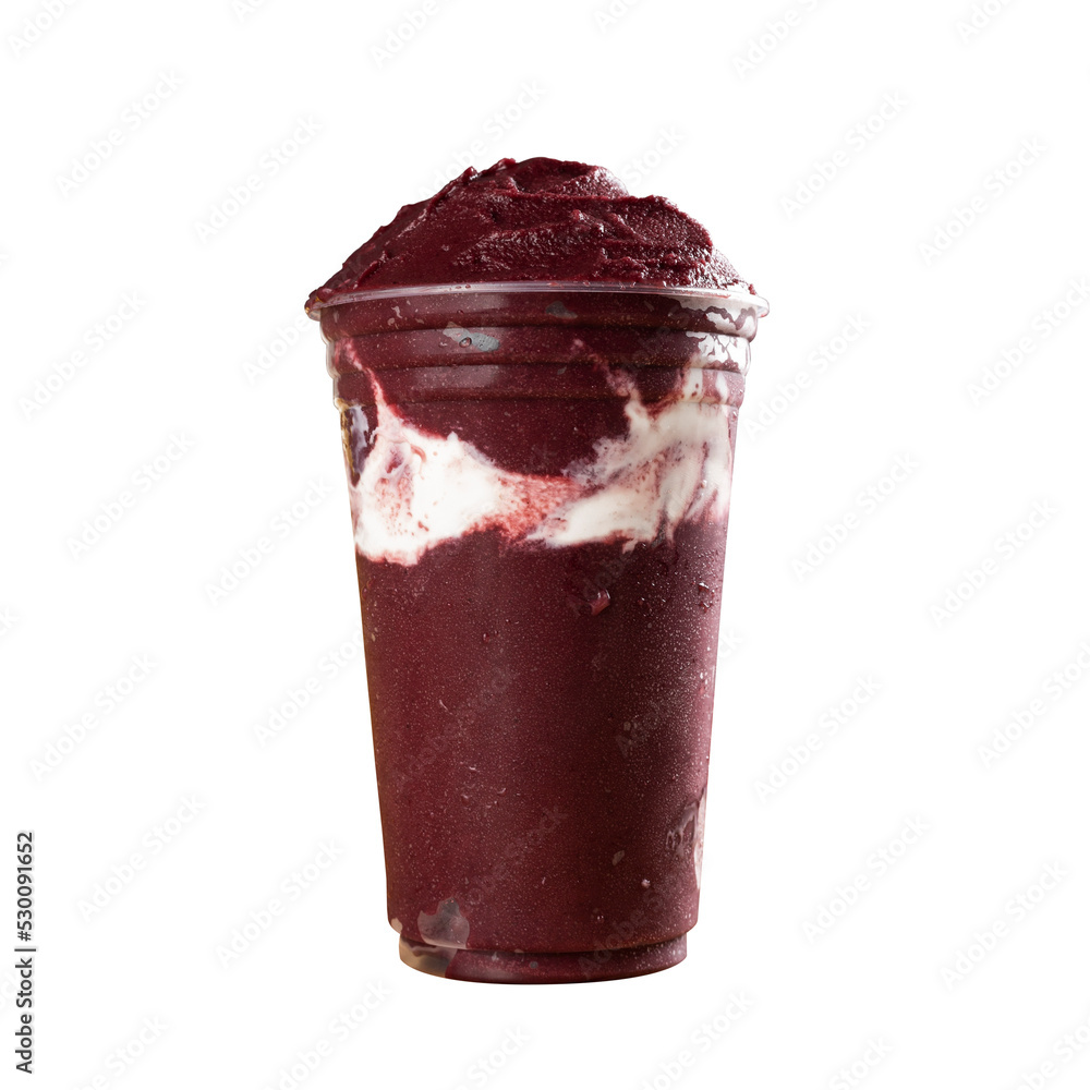 Foto de Brazilian Frozen Açai Berry Ice Cream Smoothie in plastic cup