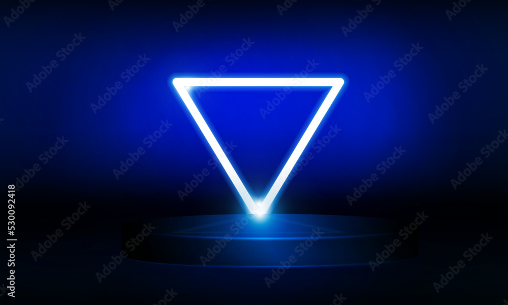 Bright stadium neon triangles lights blue vector design. Bright stadium neon triangles lights blue vector design.