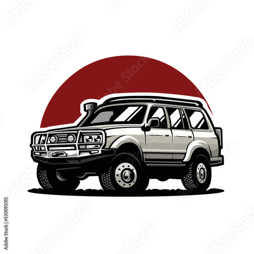 Vector illustration of isolated overland SUV. Best for outdoor automotive related industries