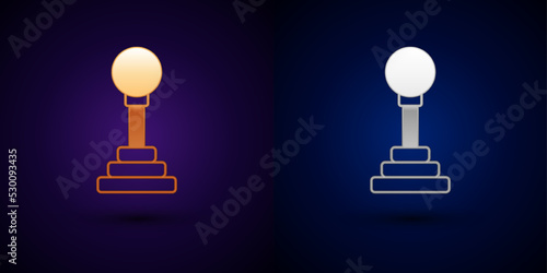 Gold and silver Gear shifter icon isolated on black background. Manual transmission icon. Vector