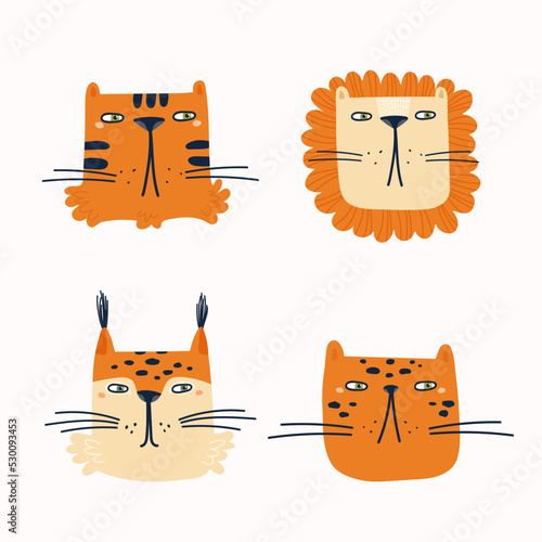 Canvas Print Tiger, lion, lynx and leopard