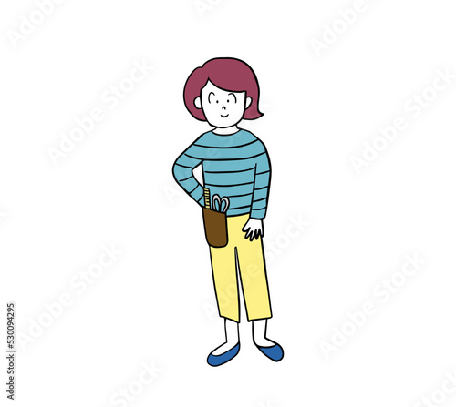 美容師　女性イラスト