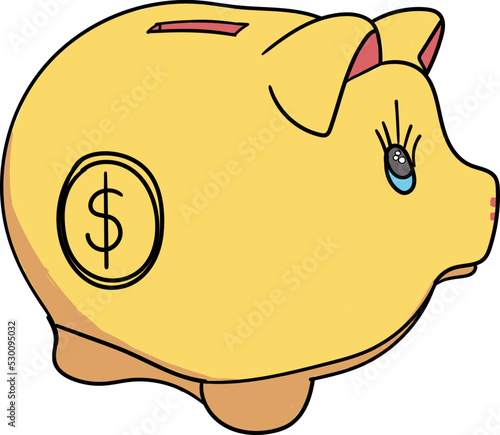 Illustration of piggy bank icon on white background.vector illustration isolated.EPS 10.