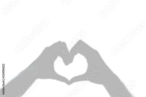 Shadow of hands and fingers forming a heart on transparent background, love sign message, valentine's day, png file