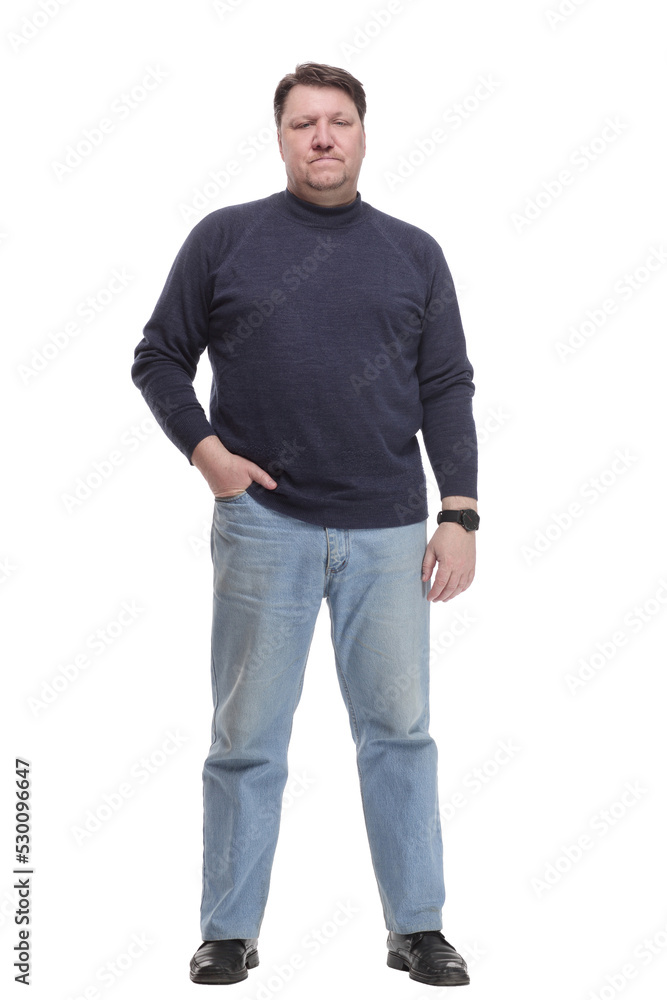 full-length. Mature man in jeans and a jumper. full-length. Mature man in jeans and a jumper.