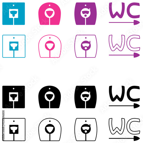WC Vektor Icons männlich weiblich divers