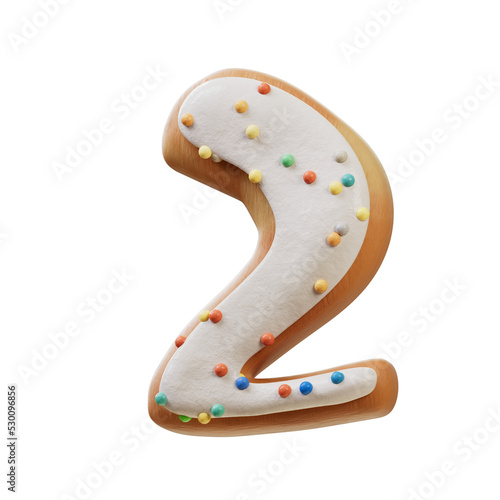 Transparent Backgrounds Mock-up.White Cream Donut font alphabet number 2 with tasty decoration on top of cream. Supports PNG files with transparent backgrounds.
