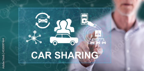 Plakat Man touching a car sharing concept