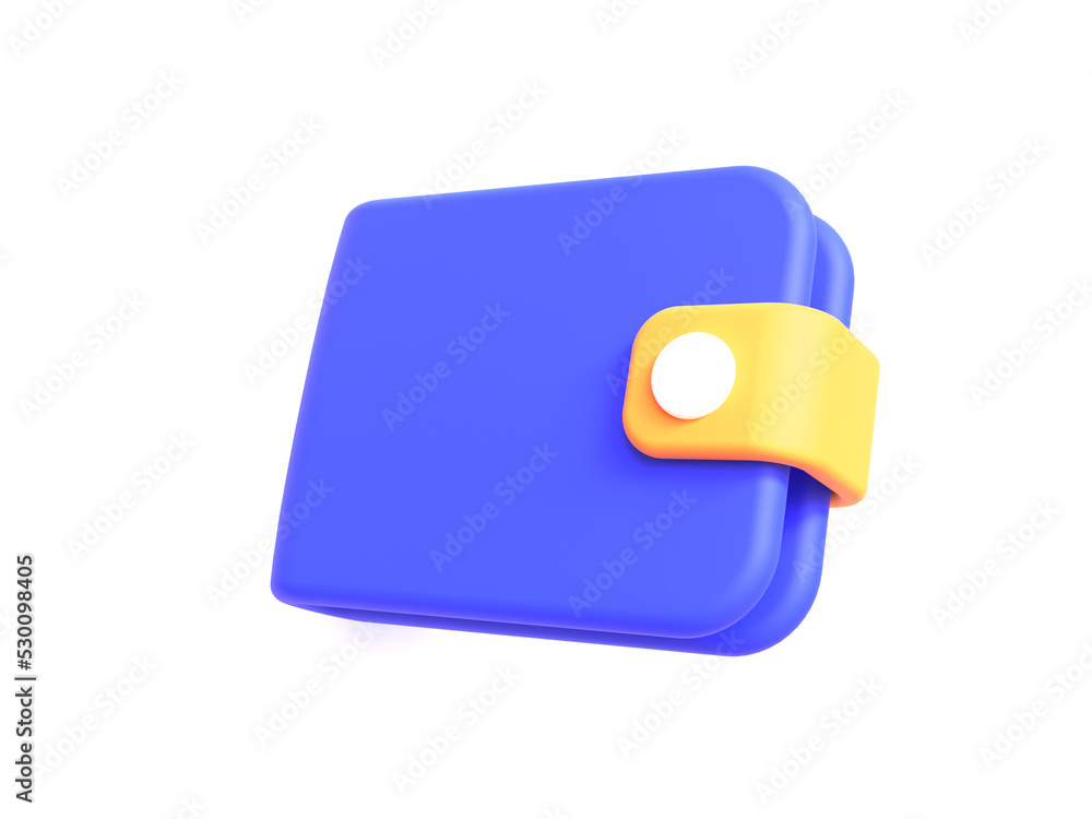 3D wallet on white background. Wallet icon. 3D render illustration 3D wallet on white background. Wallet icon. 3D render illustration