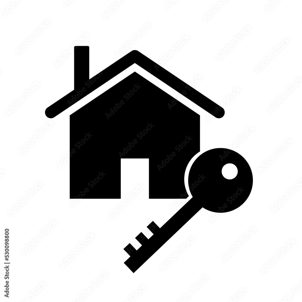 House and key silhouette icon. Home security. Vector. House and key silhouette icon. Home security. Vector.