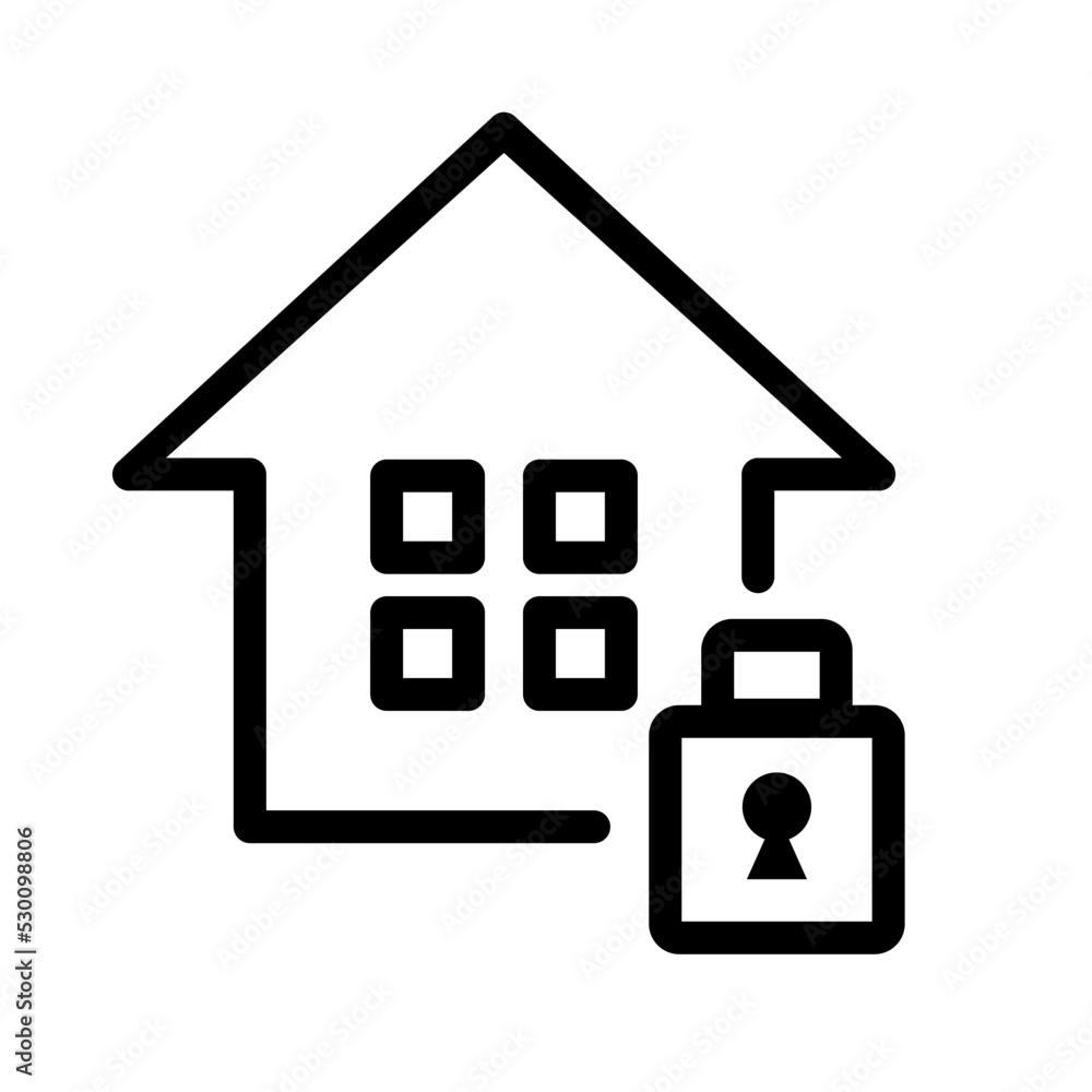 Simple house and padlock icon. Security. Vector. Simple house and padlock icon. Security. Vector.