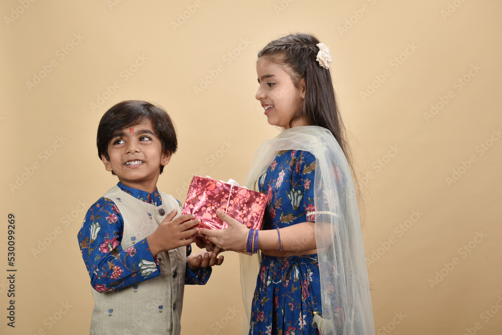 Indian asian cute little kids or siblings celebrating festival Indian asian cute little kids or siblings celebrating festival