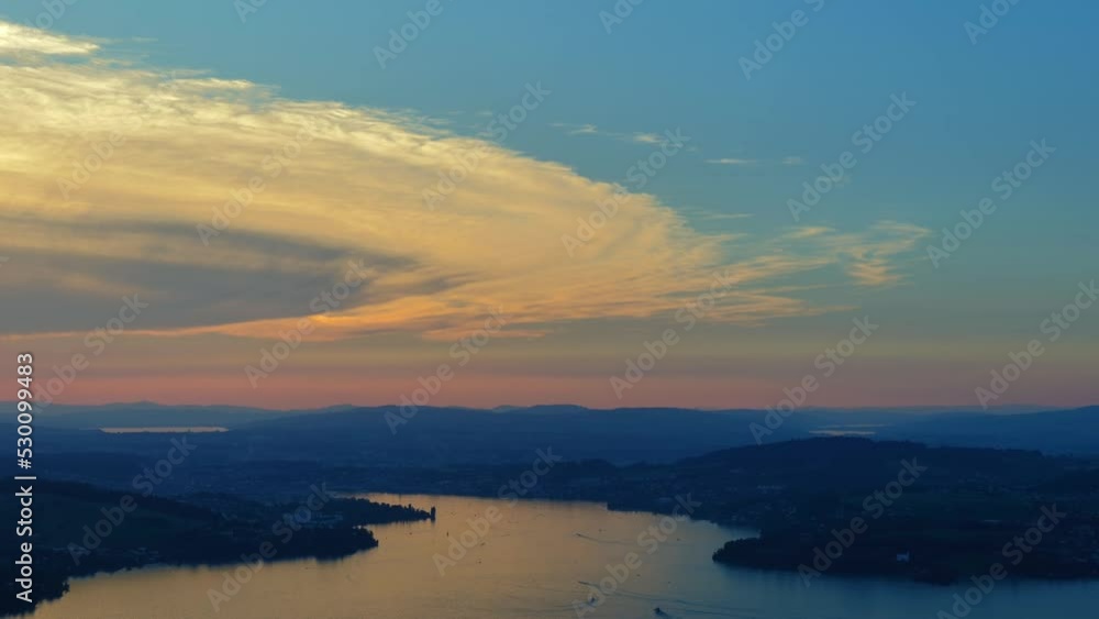 Aerial View over Mountain and Lake View in Sunset on Lake and City of Lucerne From Burgenstock, Nidwalden, Switzerland. Aerial View over Mountain and Lake View in Sunset on Lake and City of Lucerne From Burgenstock, Nidwalden, Switzerland.