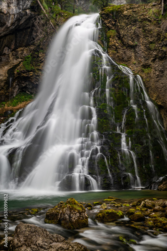 Long Time Exposure of Gollinger Waterfall near Salzburg  Austria  Europe