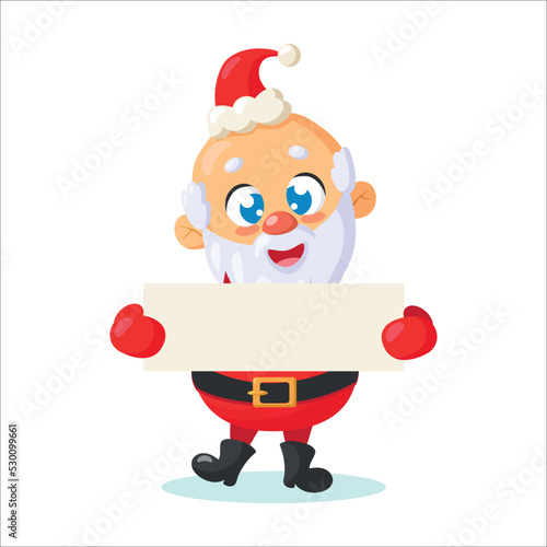 Happy santa holding a poster for your text