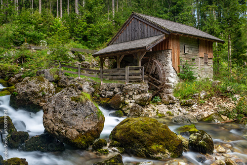 Long Exposure of Mill with Stream near Gollinger Waterfall, Austria, Europe © wagner_md