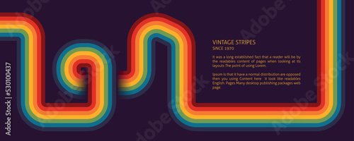 Vintage Retro 70s Colorful Background Vector Design With Stripes. Geometric Posters Rainbow Style