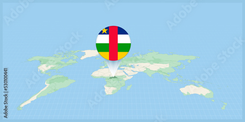 Location of Central African Republic on the world map, marked with Central African Republic flag pin.