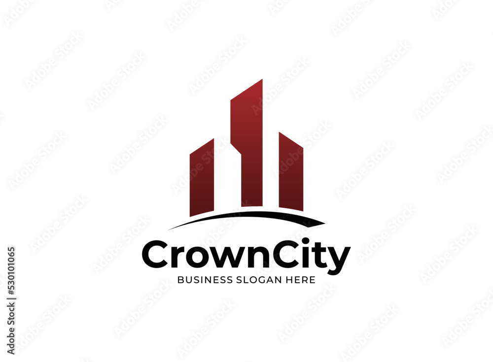 Fototapeta premium Abstract city building logo design concept. Symbol icon of residential, apartment and city landscape.