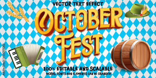 October fest editable style text, 3d vector eps vector template ready for use