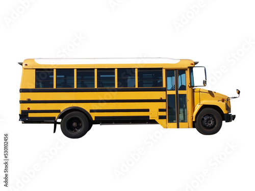 Small yellow school bus isolated.