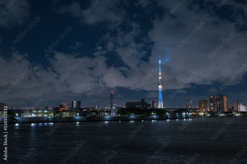東京都葛飾区 中川奥戸展望デッキから見える夜景