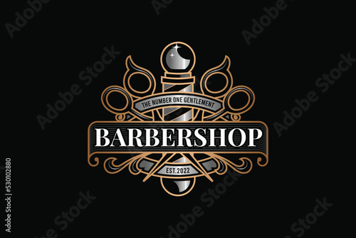 Barbershop Elegant Gold Logo Template