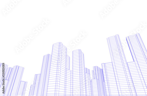 City on white background 3d illustration