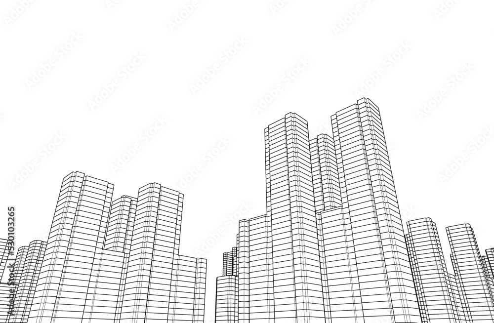 Obraz premium City on white background 3d illustration
