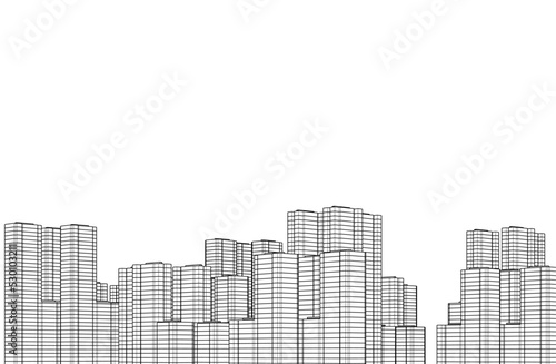 City on white background 3d illustration